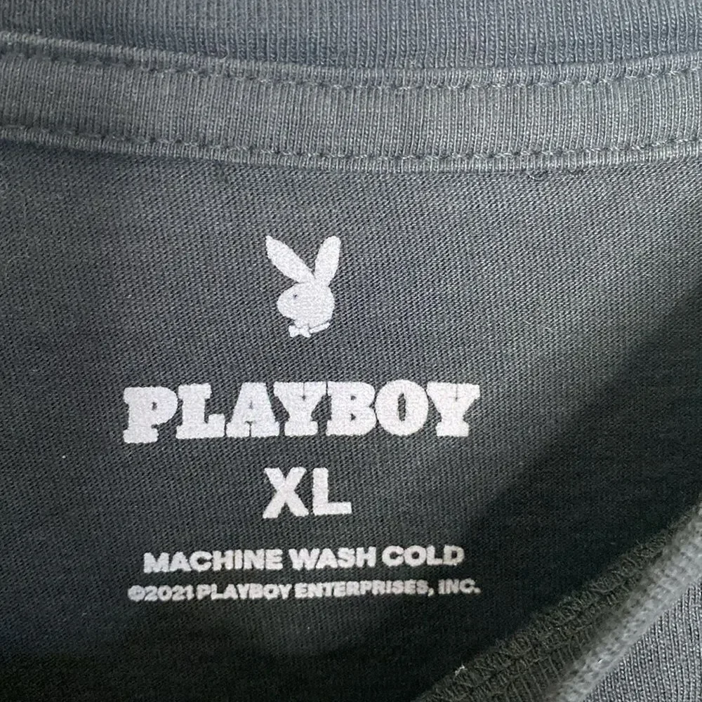 PLAYBOY British Rabbit Head Black T Shirt Size XL - Picture 3 of 4